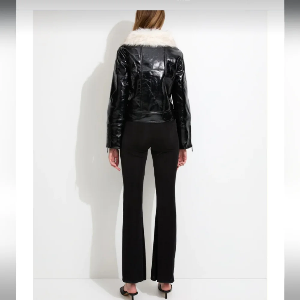 Unreal fur wet look aviator jacket - Picture 12 of 16